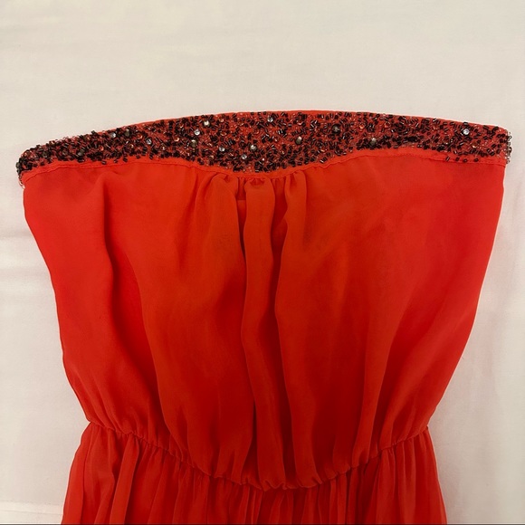 Zara Trafaluc Beaded Strapless Coral Pink Maxi Dress - Size XS (NWOT) - Picture 4 of 5
